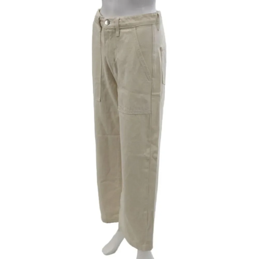 Road To Nowhere Unisex Cropped Cargo Pants Beige Cotton Size 2